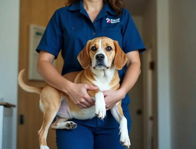 Technician respectfully transporting a deceased dog in Mount Martha